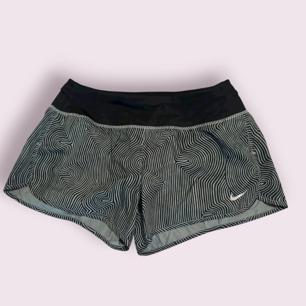Nike Dri-FIT Black White Striped Running Shorts Athletic Size S